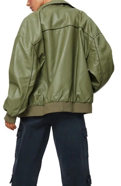 Shop Princess Polly Goldsmith Faux Leather Bomber Jacket In Green