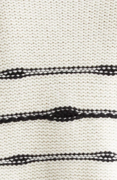 Shop Veronica Beard Viori Stripe Wool Blend Mock Neck Sweater In White Black