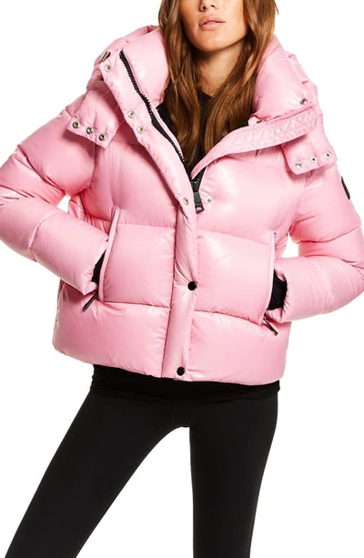 Shop Sam Jordy Down Puffer Jacket With Removable Hood In Bright Pink