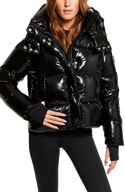 Shop Sam Jordy Down Puffer Jacket With Removable Hood In Caviar