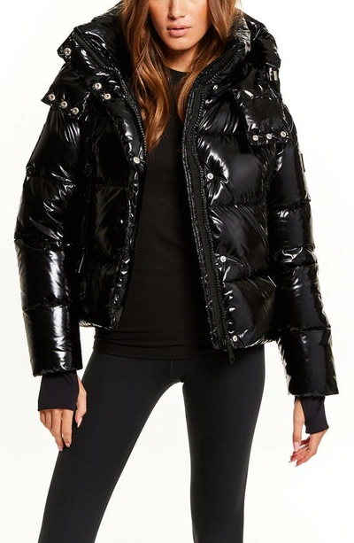 Shop Sam Jordy Down Puffer Jacket With Removable Hood In Caviar