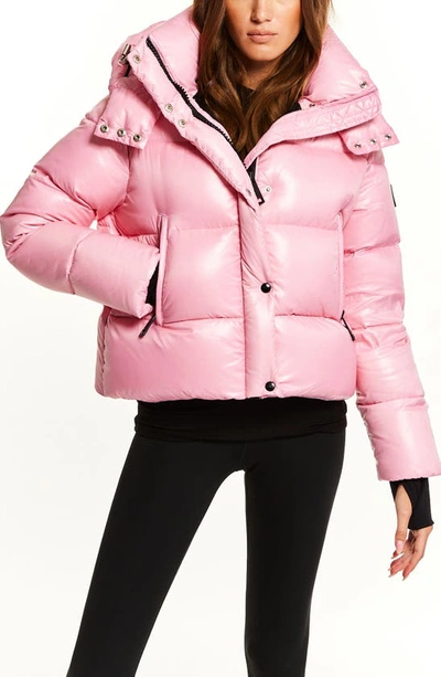 Shop Sam Jordy Down Puffer Jacket With Removable Hood In Bright Pink