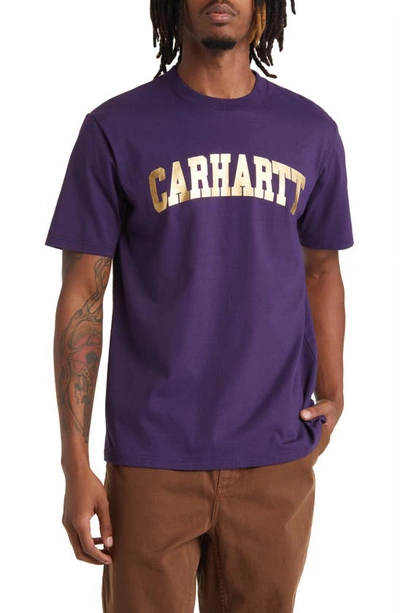 Shop Carhartt University T-shirt In Cassis / Gold