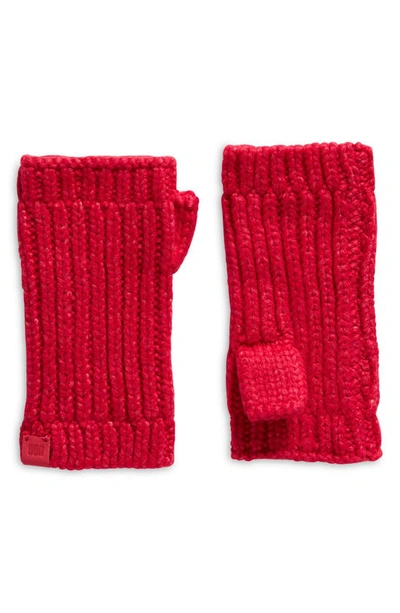 Shop Ugg Chunky Fingerless Gloves In Cerise