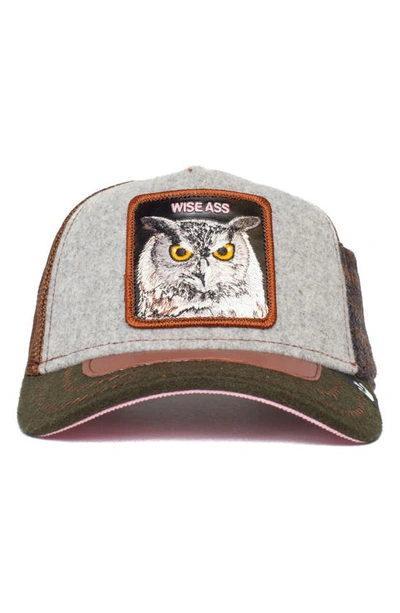 Shop Goorin Bros Cum Laude Owl Patch Felt Trucker Hat In Grey