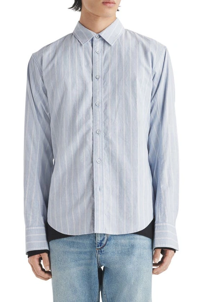 Shop Rag & Bone Fit 2 Slim Fit Engineered Oxford Stripe Cotton Button-up Shirt In Blustripe