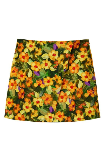 Shop Desigual Floral Garden Faux Wrap Miniskirt In Orange