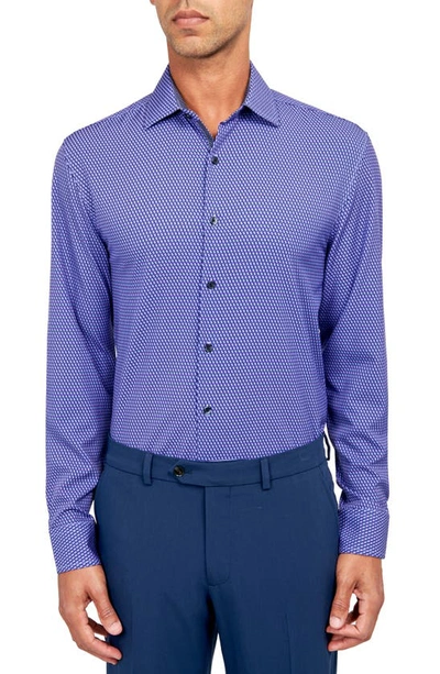 Shop Wrk W.r.k Geometric Print Performance Dress Shirt In Purple