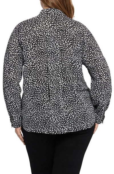 Shop Nydj Becky Recycled Polyester Georgette Popover Blouse In Dillon Dots