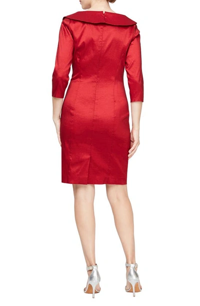 Shop Alex Evenings Taffeta Sheath Cocktail Dress In Red