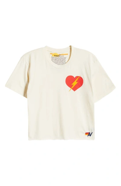 Shop Aviator Nation Bolt Heart Cotton Blend Graphic T-shirt In Vintage White
