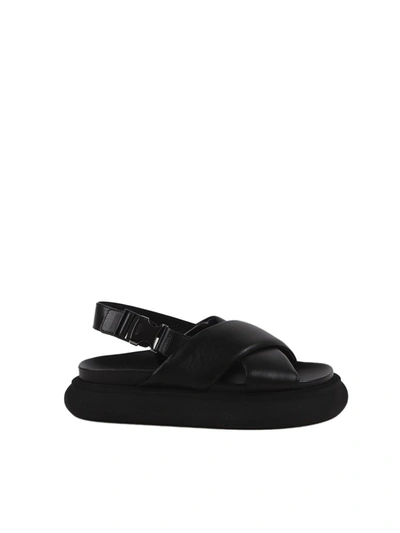 Shop Moncler Solarisse Nappa Leather Sandal In Black
