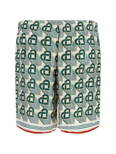 Shop Casablanca Bermuda Shorts In Heart Monogramme Green