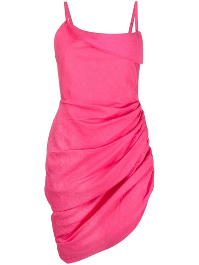 Shop Jacquemus La Robe Saudade Asymmetrical Dress In Pink &amp; Purple
