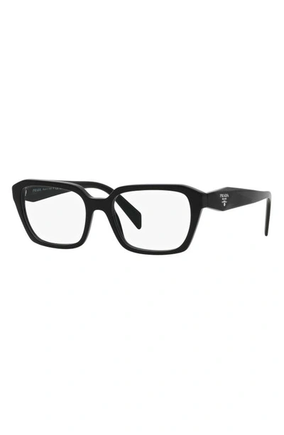 Prada 55mm Square Optical Glasses In Black