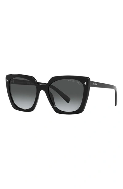 Prada 54mm Gradient Polarized Square Sunglasses In Black