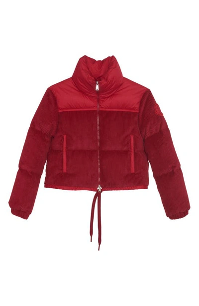 Shop Moncler Waitaki Mixed Media Down Puffer Jacket In Red