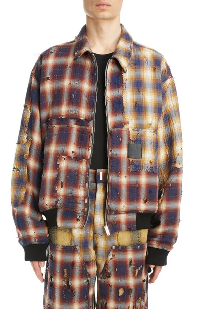 Shop Givenchy Distressed Oversize Workwear Jacket In Multicolored