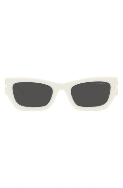 Shop Miu Miu 53mm Rectangular Sunglasses In White