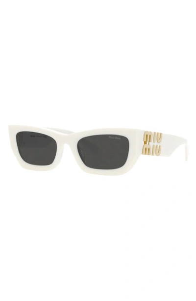 Shop Miu Miu 53mm Rectangular Sunglasses In White