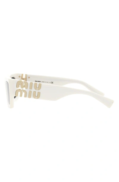 Shop Miu Miu 53mm Rectangular Sunglasses In White