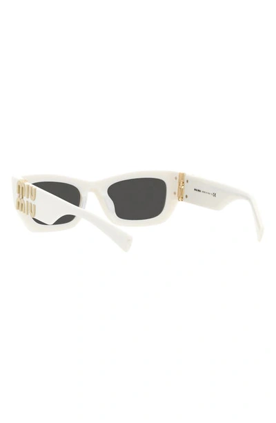 Shop Miu Miu 53mm Rectangular Sunglasses In White