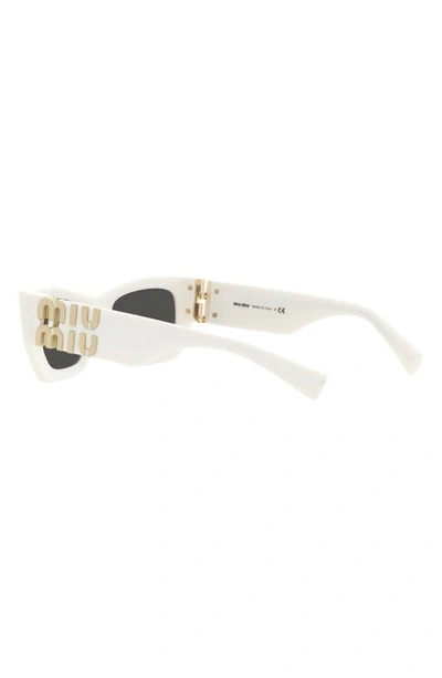 Shop Miu Miu 53mm Rectangular Sunglasses In White