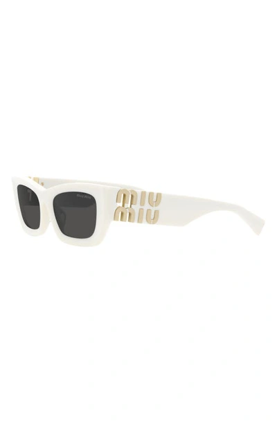 Shop Miu Miu 53mm Rectangular Sunglasses In White