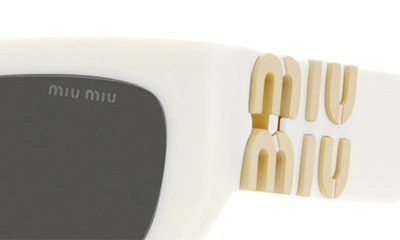 Shop Miu Miu 53mm Rectangular Sunglasses In White