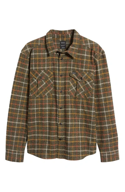 Shop Rvca Hughes Relaxed Fit Check Flannel Button-up Shirt Jacket In Warm Grey