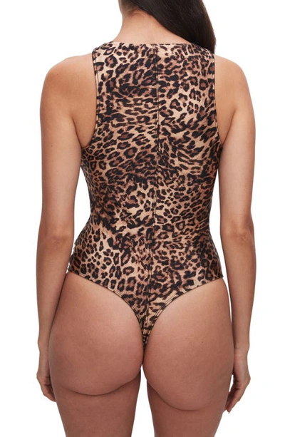 Shop Good American Compression Bodysuit In Wild Leopard003