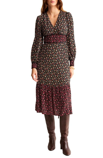 Shop Boden Hotch Potch Floral Long Sleeve Midi Dress In Multi Tulip Bud