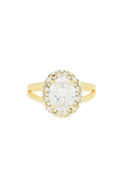 Shop Covet Cz Halo Engagement Style Ring In Gold