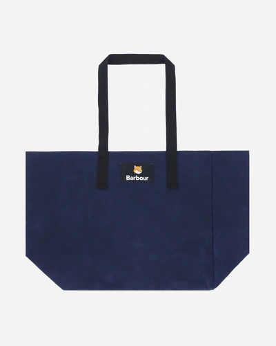 Shop Barbour Maison Kitsune Reversible Tote Bag Dark Navy In Blue