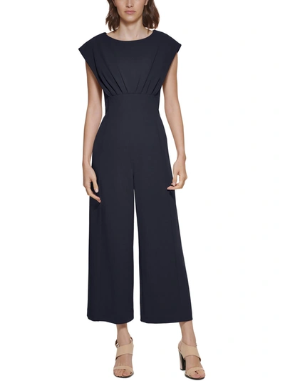 Shop Calvin Klein Womens Cap Sleeve Wide Leg Jumpsuit In Black