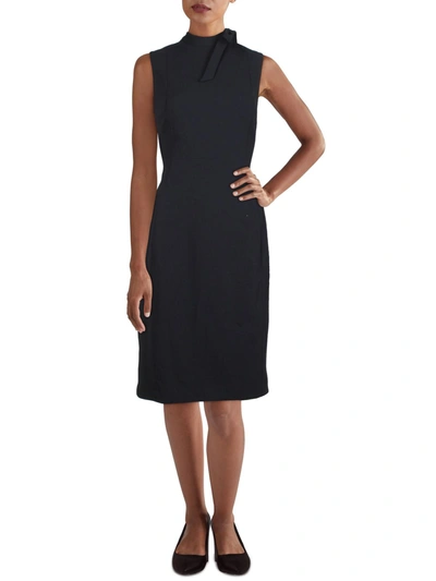 Shop Calvin Klein Womens Tie Neck Midi Wear To Work Dress In Multi