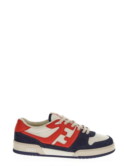 Shop Fendi Low Top Red And Blue Suede Sneaker In Default Title