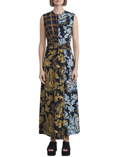 Shop Lafayette 148 Womens Faux Wrap Long Maxi Dress In Multi