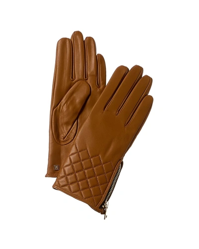 Shop Bruno Magli Cashmere-lined Leather Glove In Brown