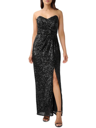 Shop Aidan Mattox Womens Embellished Strapless Evening Dress In Black