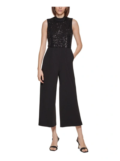 Shop Calvin Klein Womens Sequined Sleeveless Jumpsuit In Black
