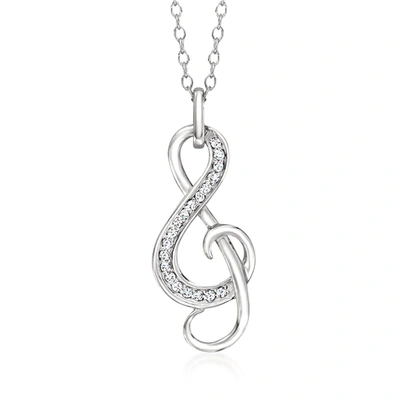 Ross-simons Diamond Treble Clef Pendant Necklace In Sterling Silver. 18 Inches In Multi