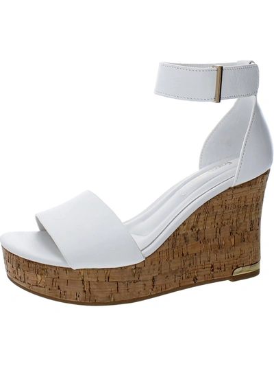 Shop Franco Sarto Clemens Cor Womens Leather Ankle Strap Wedge Sandals In White