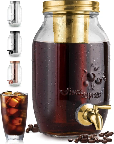 Shop Zulay Kitchen 1.5 Liter Cold Brew Coffee Maker With Extra Thick Glass Carafe & Stainless Steel Mesh Filter In Gold