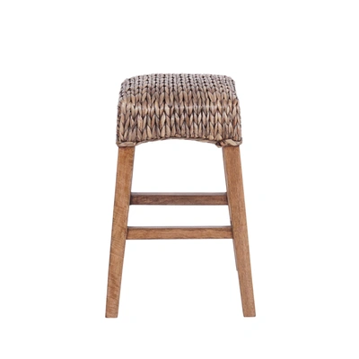 Jonathan Y Maui 25.5" Rustic Bohemian Hyacinth/wood Backless Counter Stool, Brown Wash Woven Seat With Natural