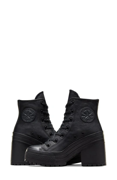Shop Converse Chuck 70 De Luxe Block Heel High Top Sneaker In Black/ Black/ White