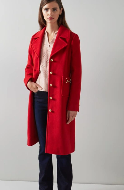 Shop Lk Bennett Spencer Recycled Wool Blend Coat In Red