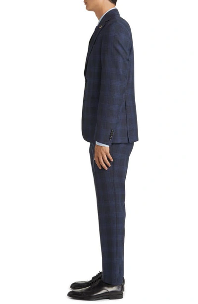Shop Ted Baker Roger Extra Slim Fit Plaid Wool Suit In Blue
