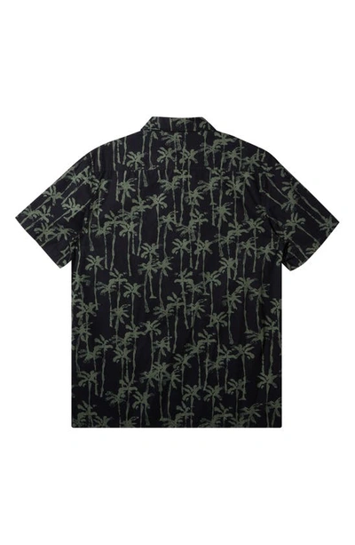 Shop Quiksilver Painted Palms Regular Fit Short Sleeve Button-up Shirt In Laurel Wreath