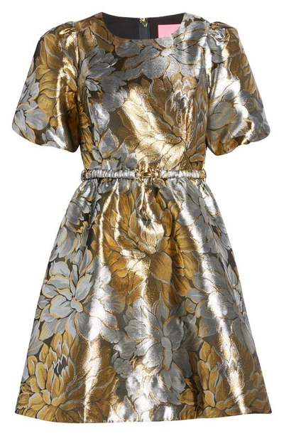 Lilly Pulitzer Priyanka Short Sleeve Floral Jacquard Dress In Gold Metallic  Peony Parade Brocade | ModeSens